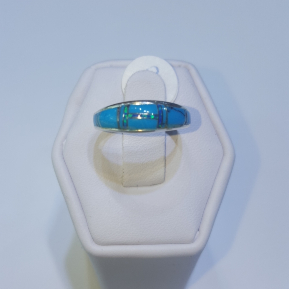 Sterling silver turquoise inlaid ring